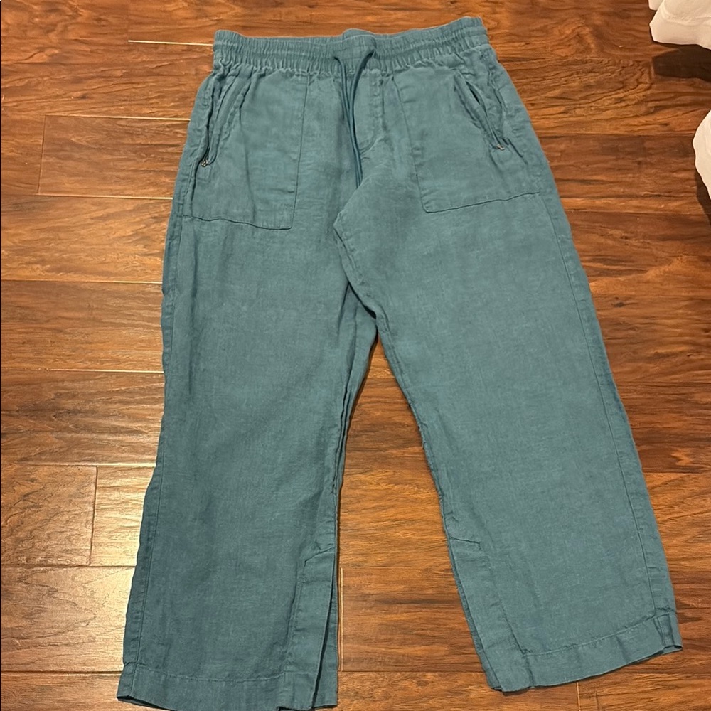 Athleta Teal Relaxed linen pant